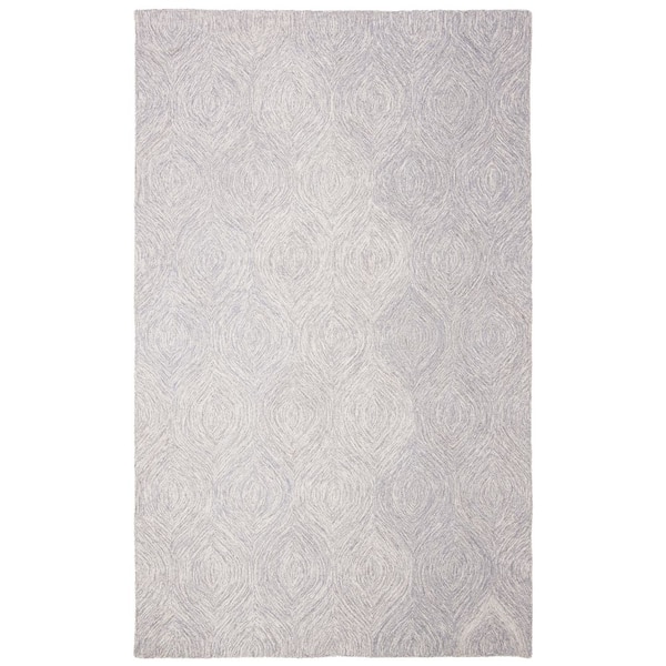 SAFAVIEH Micro-Loop Silver/Ivory 5 ft. x 8 ft. Distressed Abstract Floral Area Rug