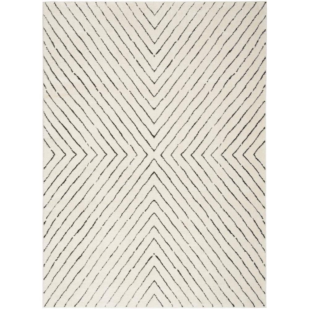 Cozy Modern Black and White Abstract 5' x 7' Area Rug