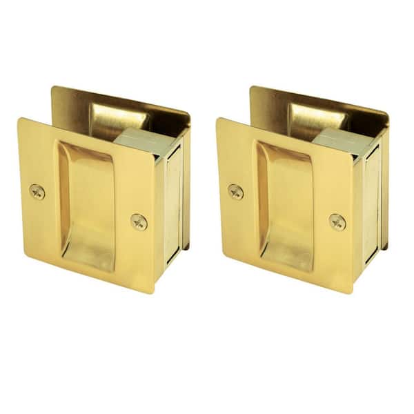 Design House Polished Brass Pocket Door Passage Hardware (2 per Pack)