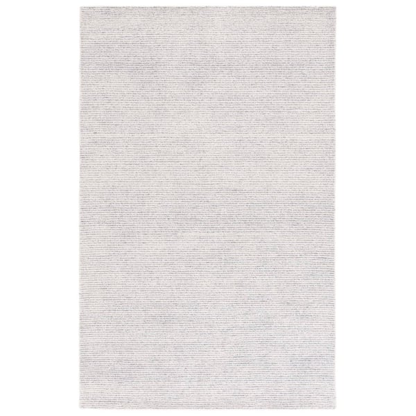 Abstract 6 ft. x 9 ft. Ivory/Silver Modern Distressed Area Rug