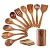 Zulay Kitchen 12-Piece Teak Wooden Cooking Utensil Set – Nonstick Safe Wooden Spoons with Gift Box for Kitchen Z-2608