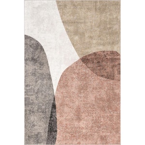 Emelia Abstract Circles Beige 4 ft. x 6 ft. Mid-Century Modern Area Rug