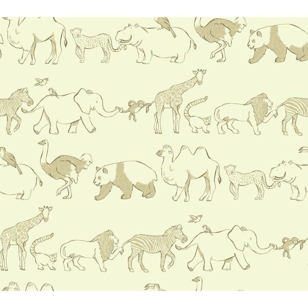 York Wallcoverings Waverly Kids Congo Line cream, Tan, brown Paper Strippable Roll (Covers 60.75 sq. ft.)
