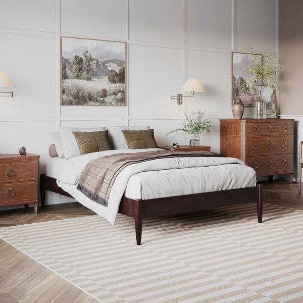 AFI Pasadena Mid Century Modern Espresso Black Heavy Duty Solid Wood Frame Full Platform Bed
