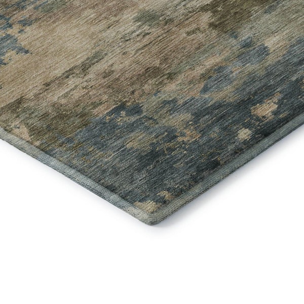 Mayfield Premium Machine Washable Abstract AMF2075 Teal 3 ft. x 4 ft. Area Rug