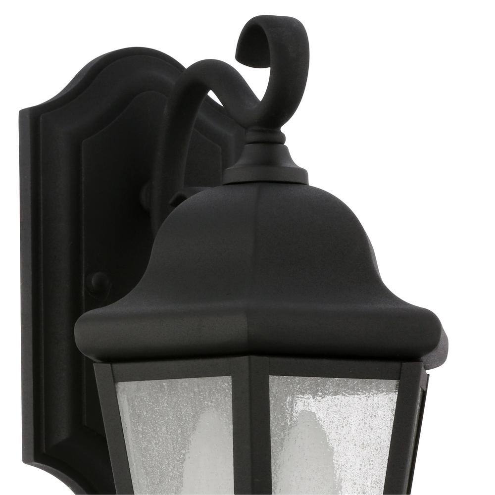 Martinsville Black 14.5" Outdoor Wall Lantern with Seeded Glass