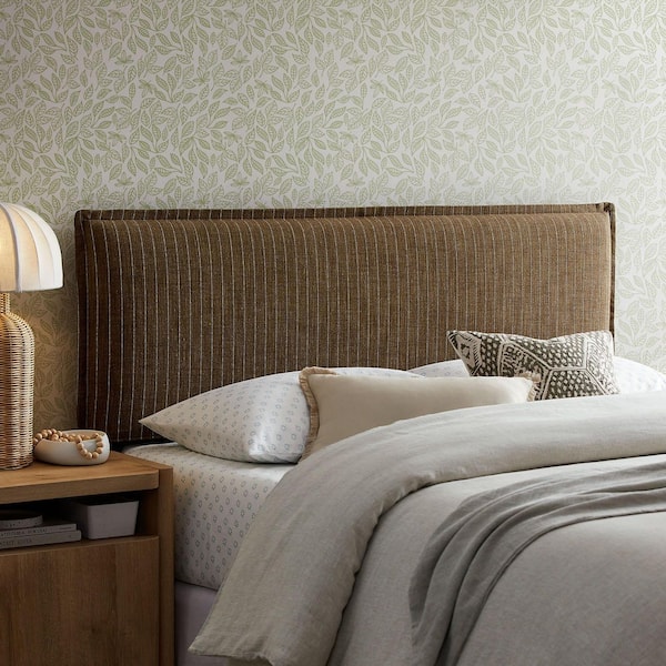 Camille King Size Striped Linen Blend Pinstripe Headboard with Removable Slipcover