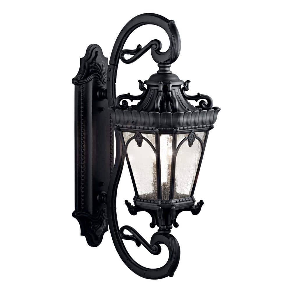 37.75" Black Bronze Traditional Lantern Wall Light