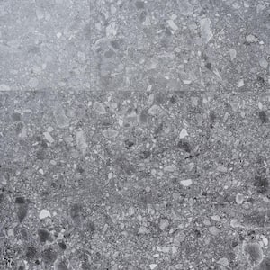 Rizzo Charcoal Black 12 MIL x 12 in. x 24 in. Glue Down Terrazzo Look Waterproof Luxury Vinyl Flooring (40 sq. ft./Case)