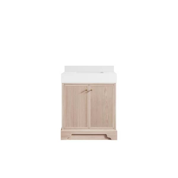 Willow Collections Manhattan Oak 30 in. W x 22 in. D x 36 in. H Single Sink Bath Vanity Center in White Oak with 5" White Quartz Top