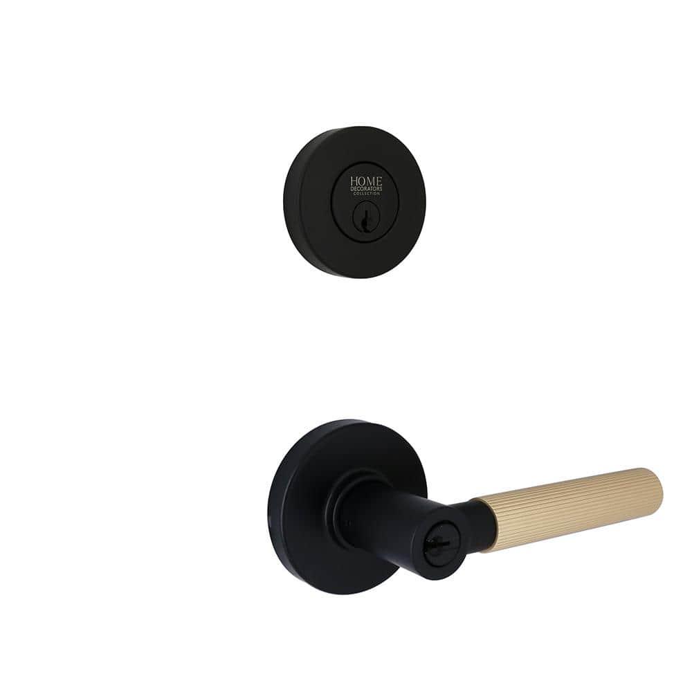 Downing Matte Black/Brushed Gold Single Cylinder Door Lever Combo Pack Feat