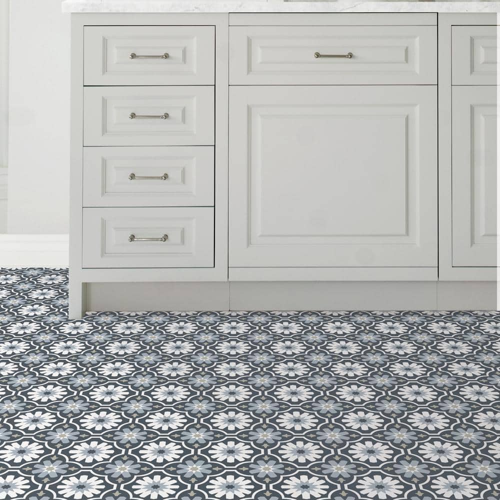 Sevilla Moroccan Slate and White Peel & Stick Vinyl Floor Tiles
