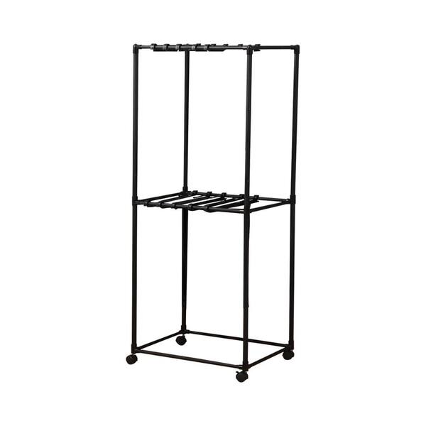Kahomvis Black Carbon Steel Pants Rack with Wheels, 2Tier Metal