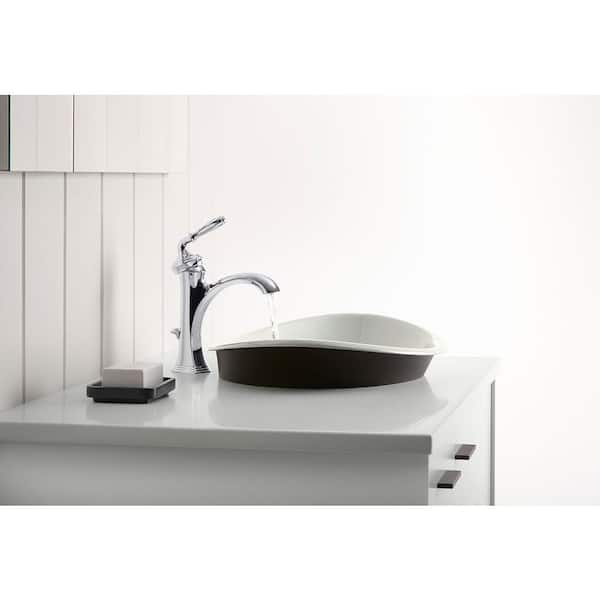 KOHLER Iron Plains Vessel Cast Iron Bathroom Sink in White with Iron Black Painted Underside and Overflow