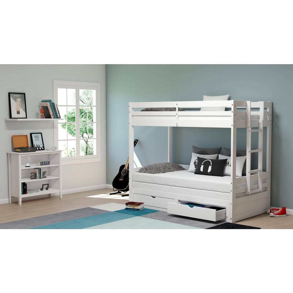 White Adjustable Kids Wooden Under Window Bookcase