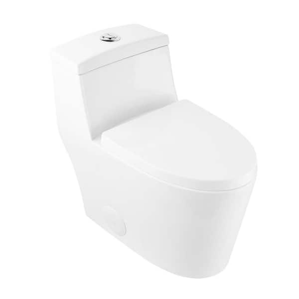 Prism 12 in. Rough In 1-Piece 1.1/1.6 GPF Dual Flush Elongated Toilet in White, Seat Included