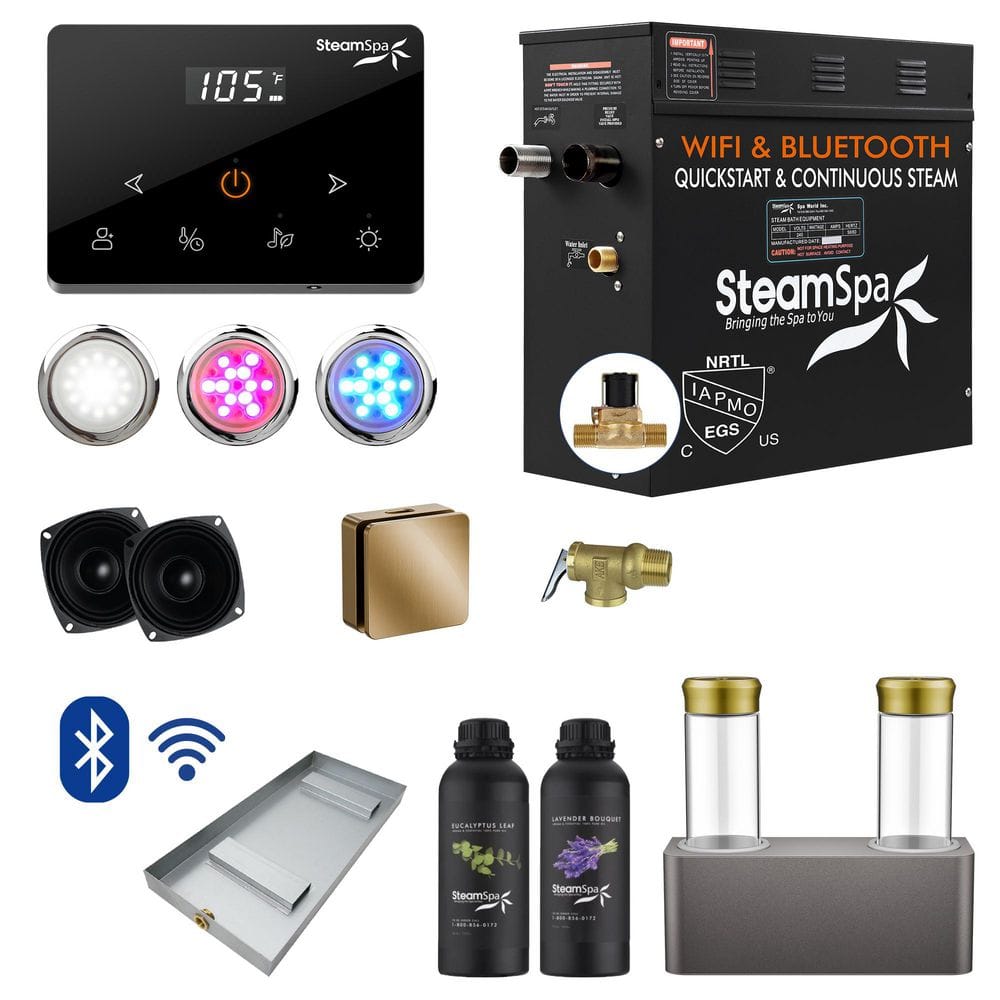 Black Series 4500-Watt Steam Generator with Wireless Remote, BLUETOOTH, WIFI and Dual Aroma Pump in Gold price history on PriceWatchPro