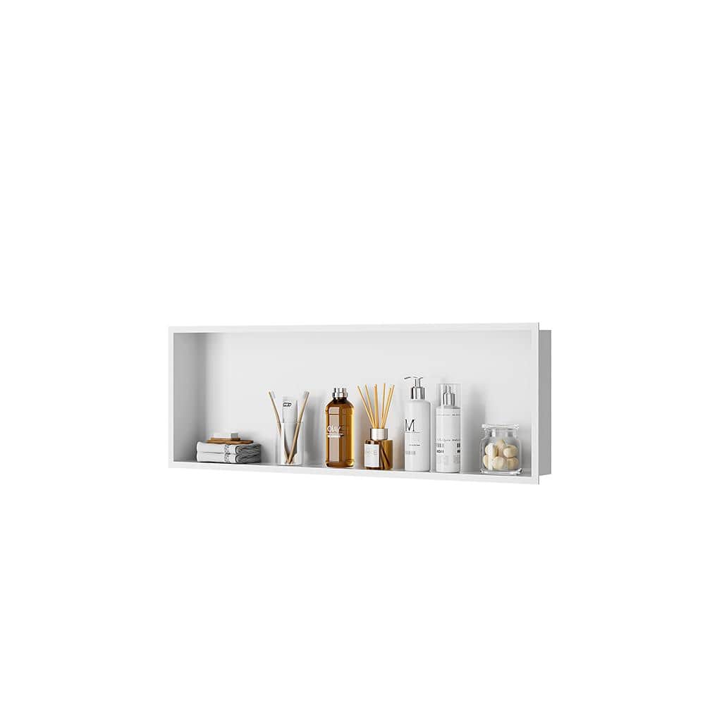 1-Tiers 12 in. W x 36 in. H x 4 in. D Wall Niche, White Shower Niche Cabine
