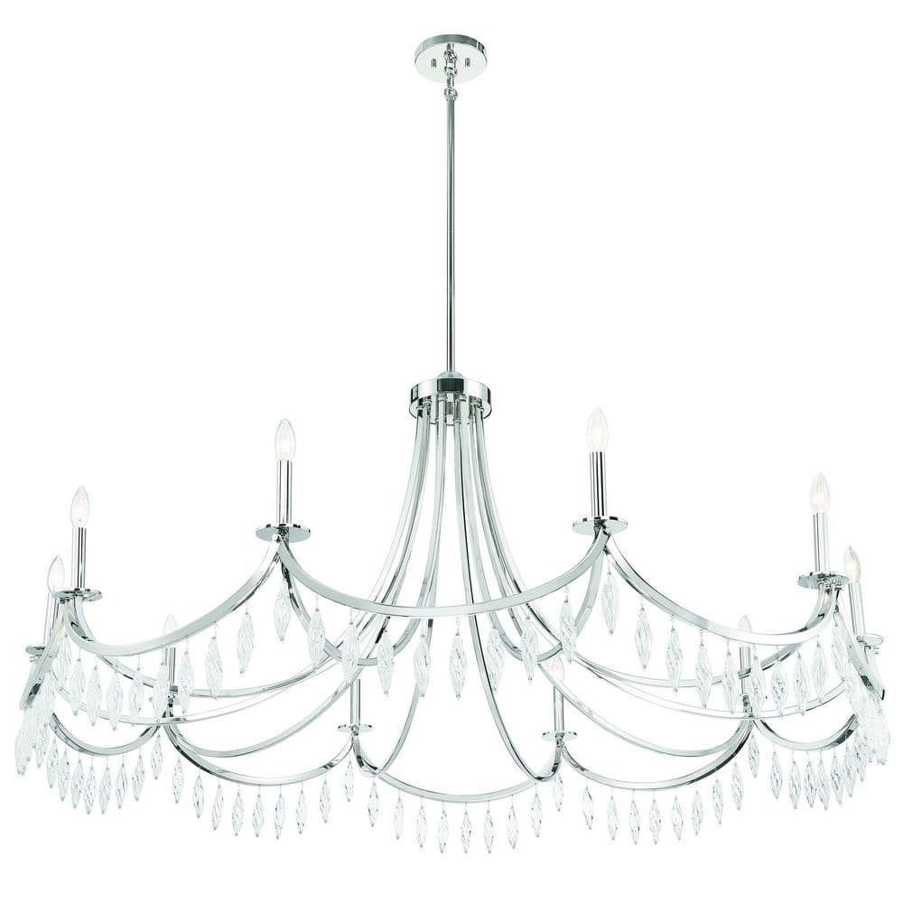 Kameron 10-Light Polished Nickel and Crystal Chandelier