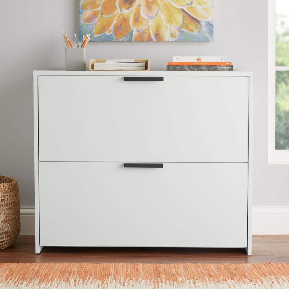 StyleWell Braxten White Lateral File Cabinet with 2 Drawers (35 in. W x 30 in. H)