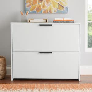 MIERES File Cabinet Modern Luxe Lockable Heavy Duty Metal Two Lateral White, 2-Drawer, 