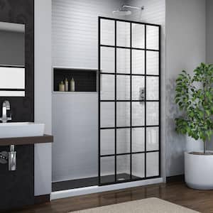 French Linea Toulon 34 in. x 72 in. Frameless Fixed Shower Screen in Matte Black
