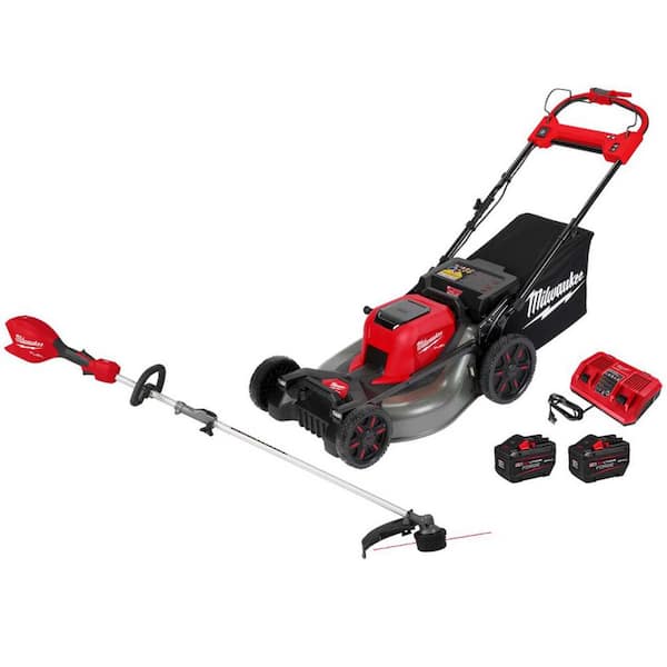 M18 FUEL 18V 21 in. Brushless Cordless Dual Battery Self-Propelled Mower w/ String Trimmer, (2) Batteries, Charger