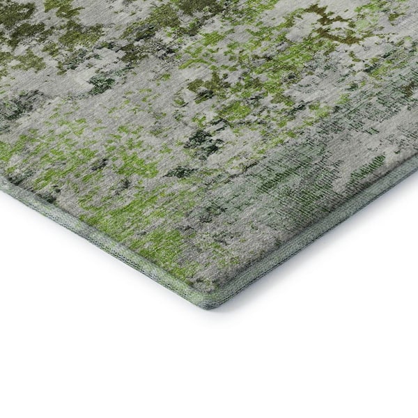 Mayfield Premium Machine Washable Abstract AMF1830 Aloe 9 ft. x 12 ft. Area Rug
