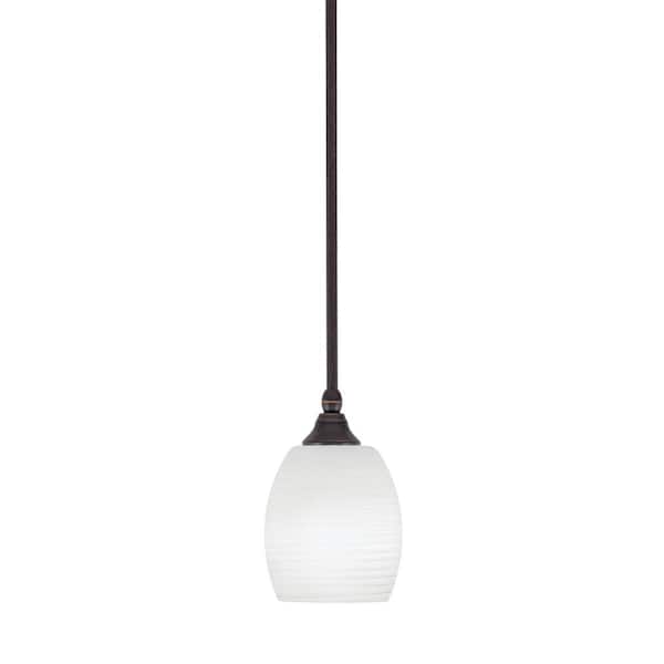 Unbranded Sparta 100-Watt 1-Light Dark Granite Shaded Pendant Light with White Linen Glass, No Bulb Included