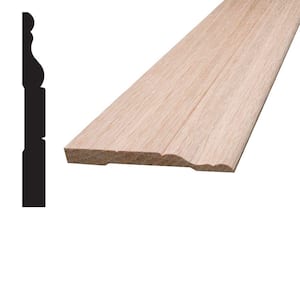 3/8 in. D x 3-1/4 in. W. x 96 in. Oak Wood Colonial Baseboard Pack 10-Pack