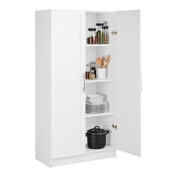 Prepac Elite White 16.75 in. D x 32 in. W x 65 in. H Accent Storage Cabinet with Panel Doors