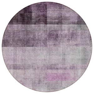 Chantille ACN568 Purple 8 ft. x 8 ft. Round Machine Washable Indoor/Outdoor Geometric Area Rug