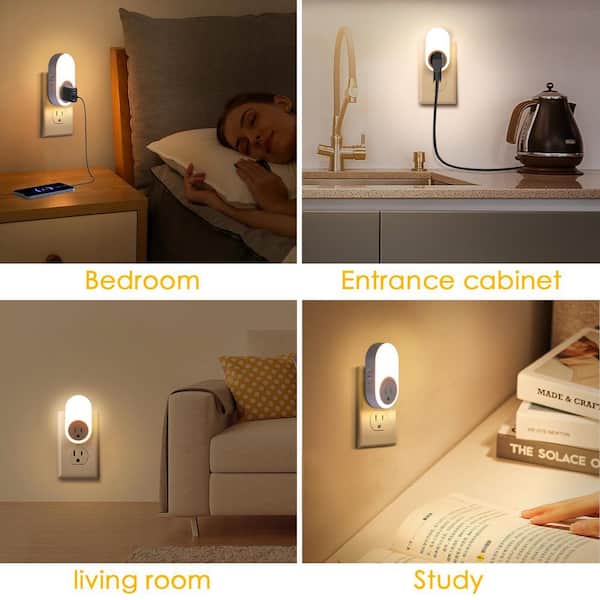 Dawnrise Dusk to Dawn Plug in LED Night Light with Socket, 2 Color