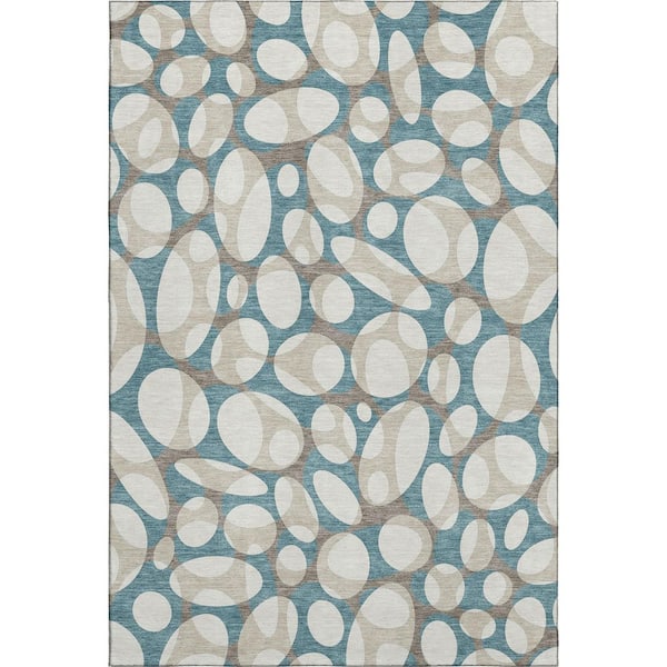Mayfield Premium Machine Washable Abstract AMF2536 Teal 10 ft. x 14 ft. Area Rug