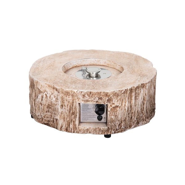 Unbranded 28 in. 30,000 BTU Ore Powder in Brown Exterior Faux Stone Propane Fire Pit