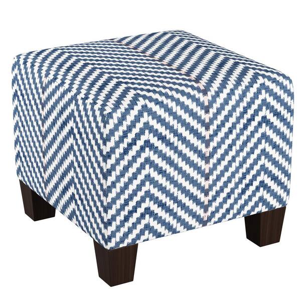 Skyline Furniture Broken Twill Navy Blush Lga Square Ottoman