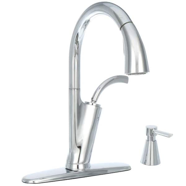 Glacier Bay Heston Single-Handle Pull-Down Sprayer Kitchen Faucet with Soap Dispenser in Chrome