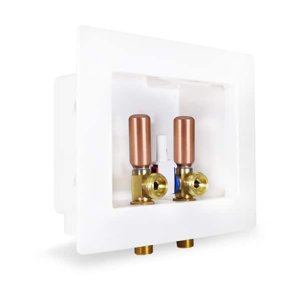 1/2 in. Sweat/MIP Brass Valve Fittings in White ABS washing Machine Dual Outlet Box with Hammer Arrester (2-Pack)
