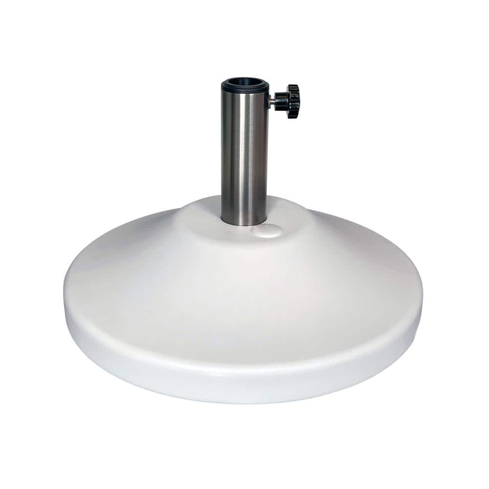 White Stainless Steel Fillable Patio Umbrella Base with Wheels