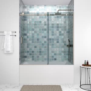 Bolsena 60 in. W x 58 in. H Sliding Bathtub Door, CrystalTech Treated 5/16 in. Tempered Clear Glass, Chrome Hardware