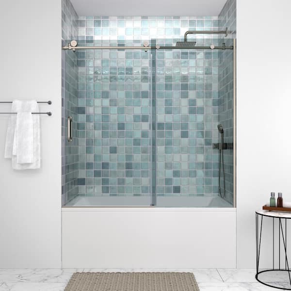 Streamline Bolsena 60 in. W x 58 in. H Sliding Bathtub Door, CrystalTech Treated 5/16 in. Tempered Clear Glass, Chrome Hardware
