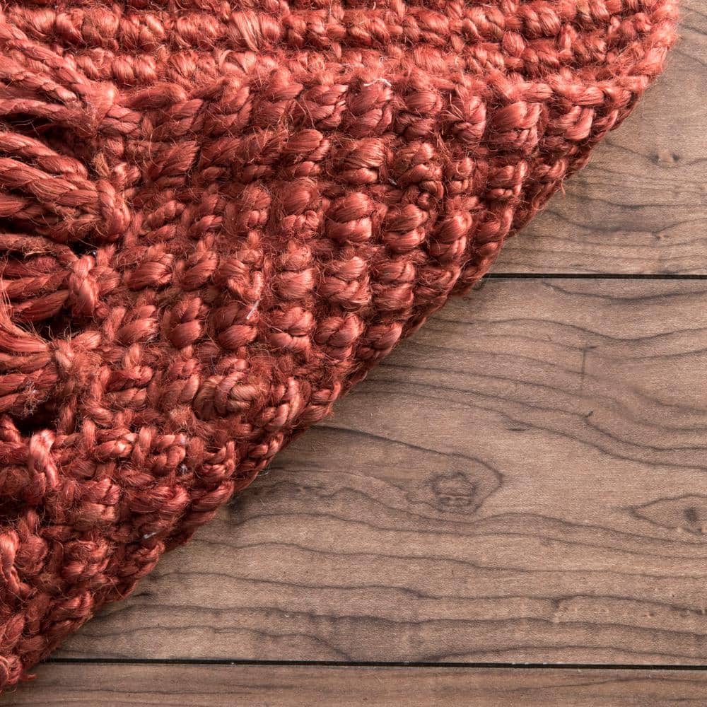 Terracotta Braided Jute 4' x 6' Handmade Area Rug
