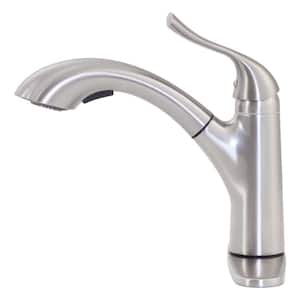 Single-Handle Pull-Out Sprayer Kitchen Faucet with Deckplate Included in Brushed Nickel