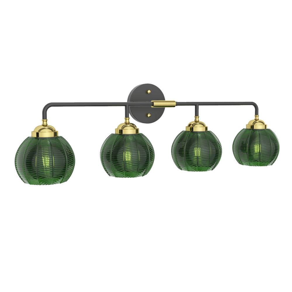 32.28 In. 4-Light Black Modern Vanity Lights with Glass Shade for Kitchen Dinning Room Bedroom price history on PriceWatchPro