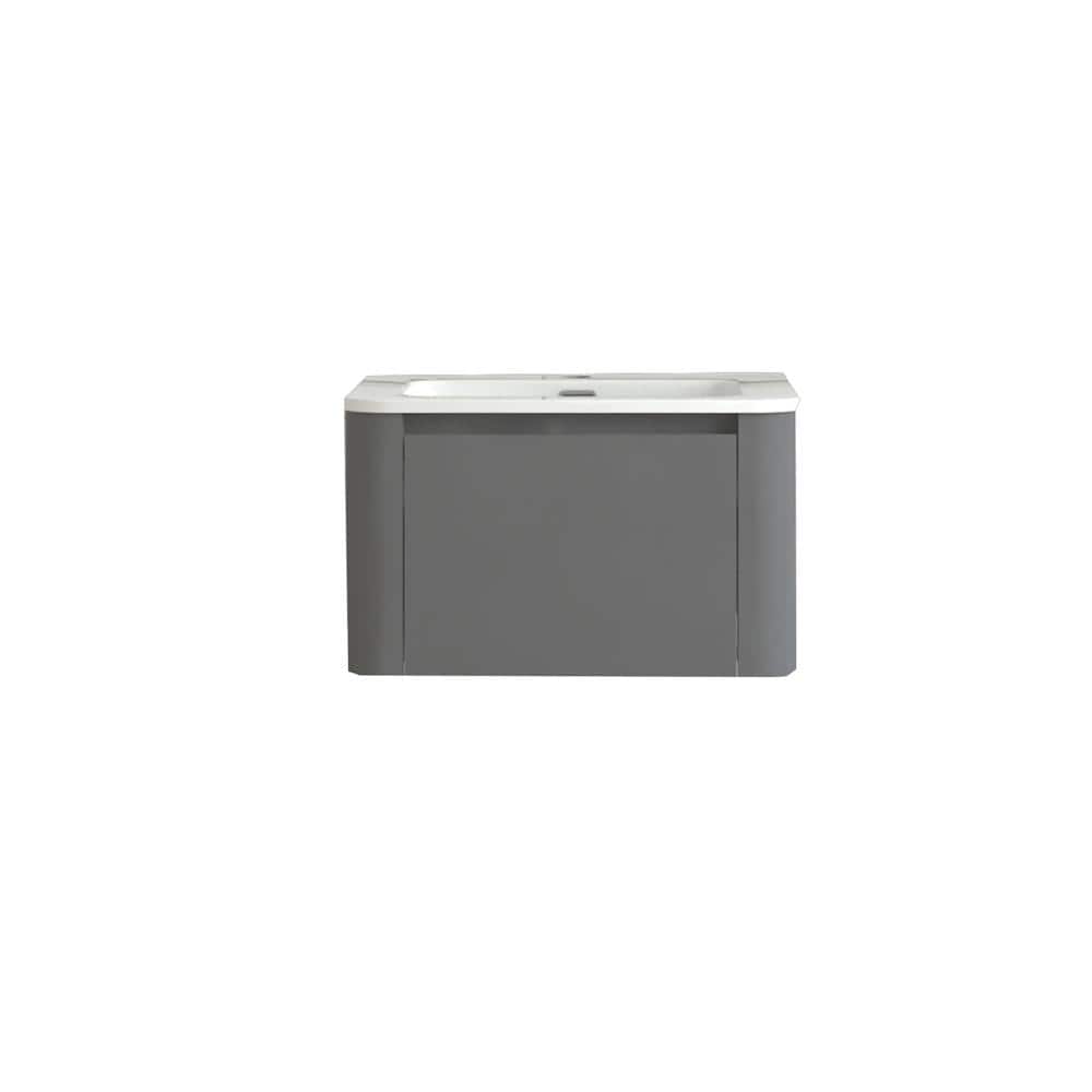 24 in. W Single Sink Wall-Mounted Bath Vanity in Gray with White Ceramic Top Unassembled price history on PriceWatchPro
