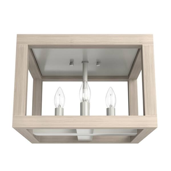 Hunter Squire Manor 12 in. 4 Light Bleached Wood Flush Mount Kitchen Light