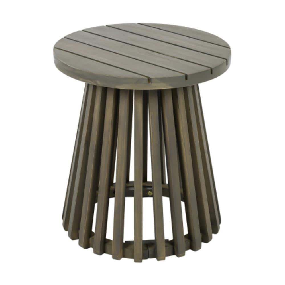 Gray Outdoor Side Table with Acacia Wood Tabletop, Weather Resistant price history on PriceWatchPro
