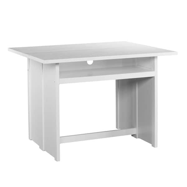 Southern Enterprises Elmor 35.5 in. Rectangle White MDF Top 2 to 6-Person Convertible Console to Dining Table