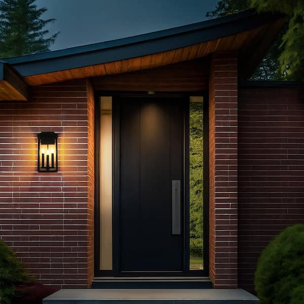 18 in. Black Outdoor Hardwired Wall Sconce with No Bulbs Included