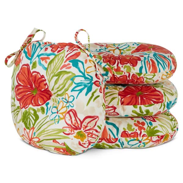 Greendale Home Fashions Breeze Floral 15 in. Round Outdoor Seat Cushion (4-Pack)